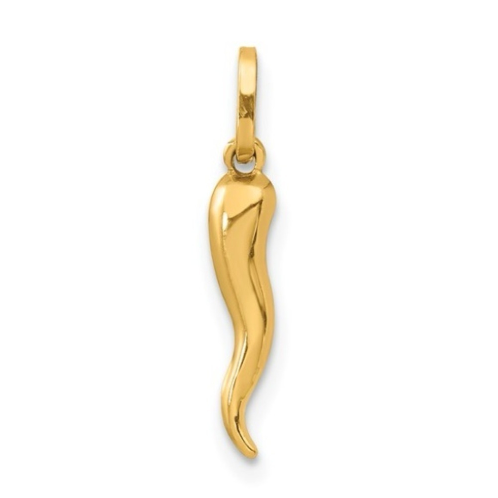 New 14k 3D Italian Horn Charm, 20mm long